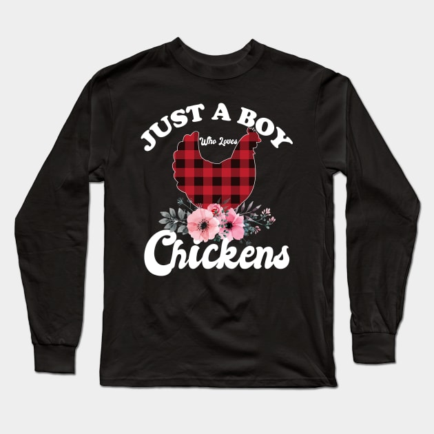 Just a boy who loves chickens Long Sleeve T-Shirt by Eteefe